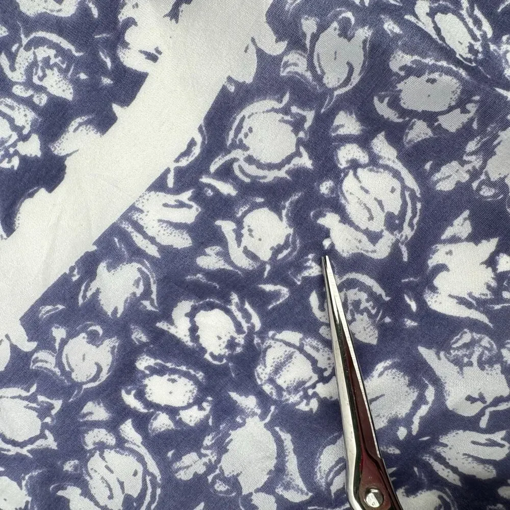 Bloomsbury Blue Floral Light 100% Silk Made in Italy Coquette Scarf Headscarf‎